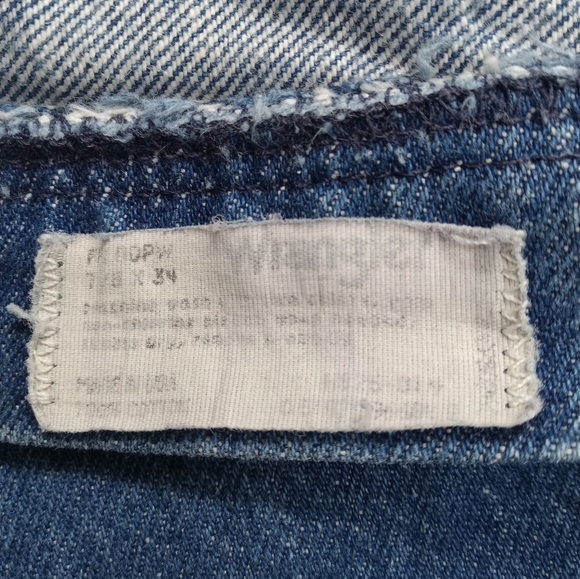 Wrangler Short Mini Vintage USA High Rise 7/8 Cut-off Mid Wash Blue Fray - Picture 4 of 9